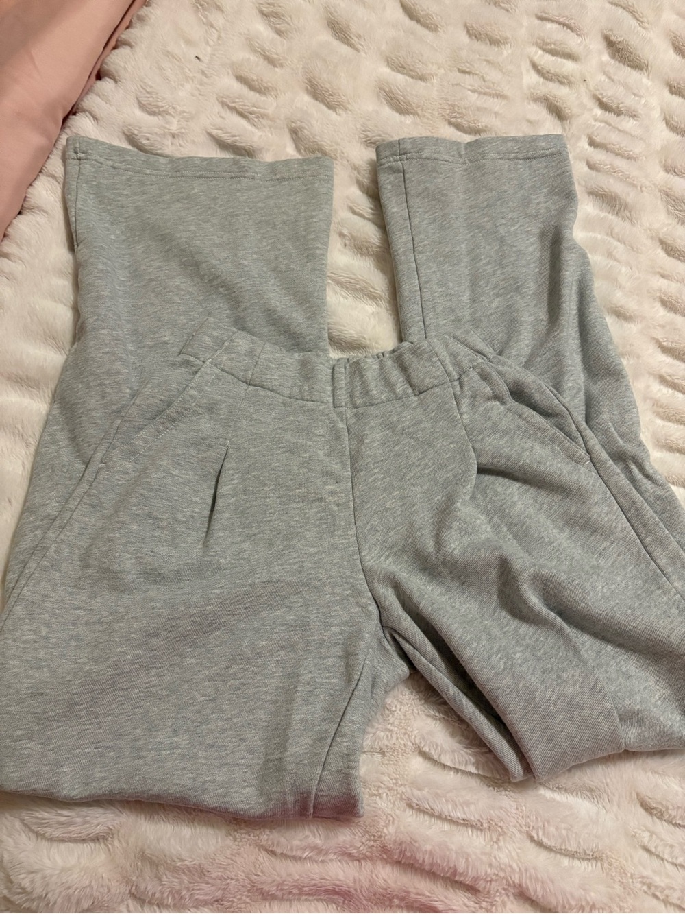 aerie Wide Leg Heather Gray Plush-Lined Sweatpants